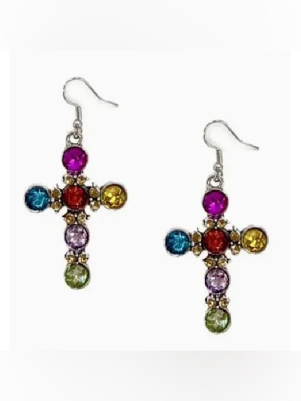 BRAND NEW WITH TAGS Multi Crystal Cross Drop Earrings